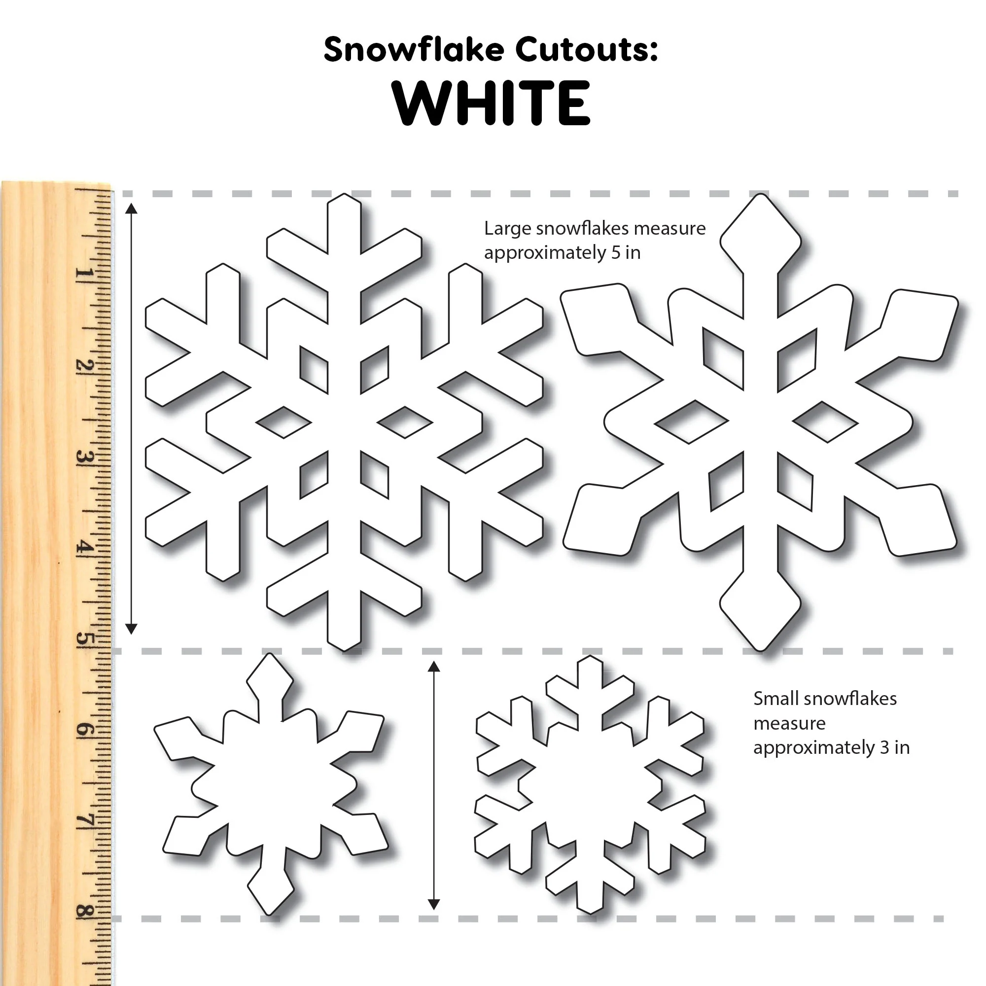 Snowflake Paper Cutouts (80) with Idea Guide